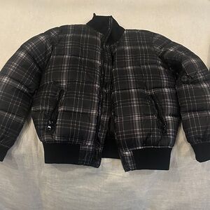 GAP Black Plaid Puffer Jacket